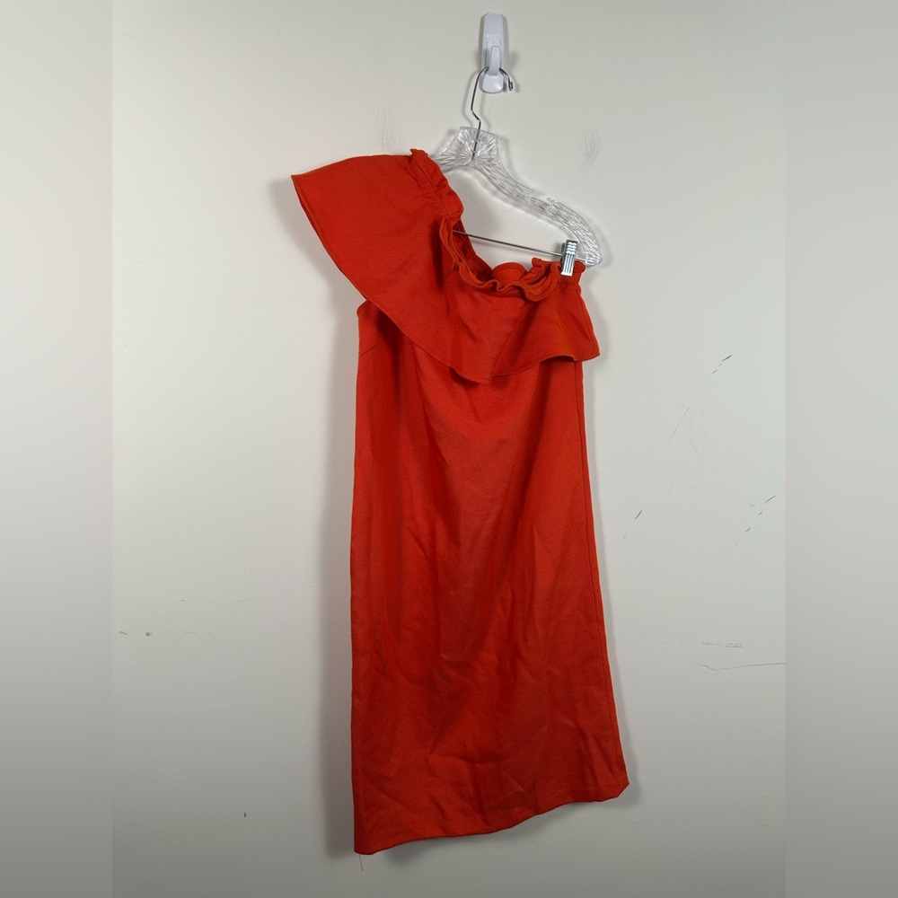Apiece Apart orange one shoulder ruffle mini dress 4 EUC